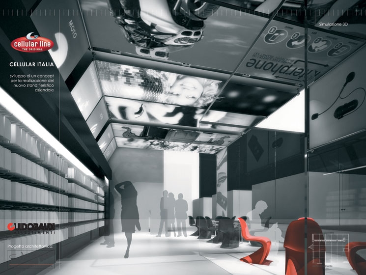 Spazio espositivo con salottino VIP CELLULAR LINE AL MOBILE WORLD CONGRESS